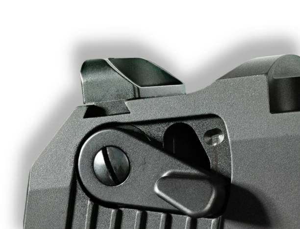 istock Safety lever and rear sight on a pistol 1442736547