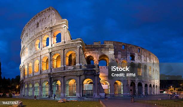 The Magnificent Colosseum At Dusk In Rome Stock Photo - Download Image Now - Blue, Building Exterior, Capital Cities