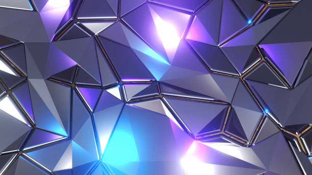 istock Abstract mosaic background, silver metal polygons, triangle shapes purple blue metallic wallpaper 1442740193