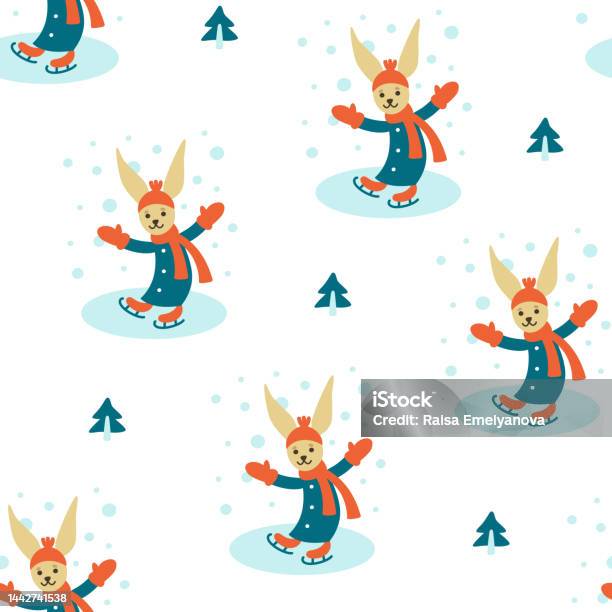 Rink Rabbit Logo Rabbit On The Rink A Cheerful Rabbit Is Skating Surrounded By Forest ...