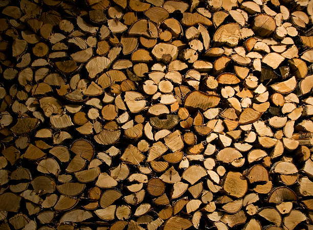 stack of firewood stock photo