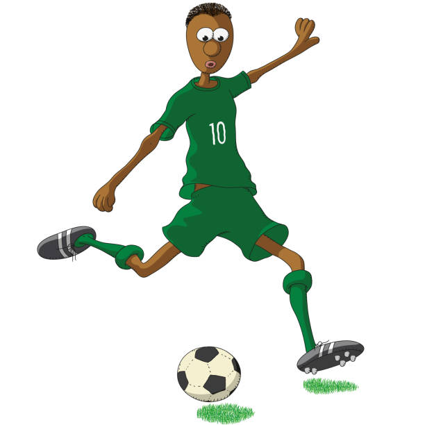 Saudi Arabia soccer player kicking a ball Saudi Arabia soccer player kicking a ball calciatore stock illustrations