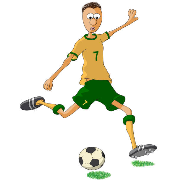 Australia soccer player kicking a ball Australia soccer player kicking a ball calciatore stock illustrations