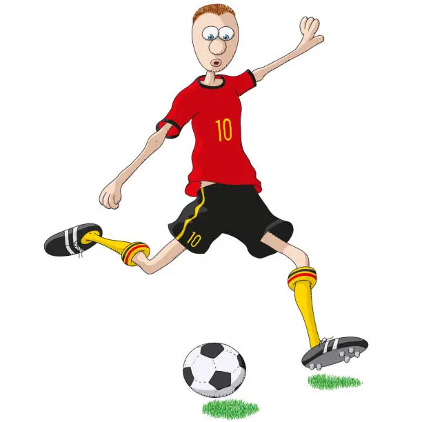 Vector illustration of Belgium soccer player kicking a ball