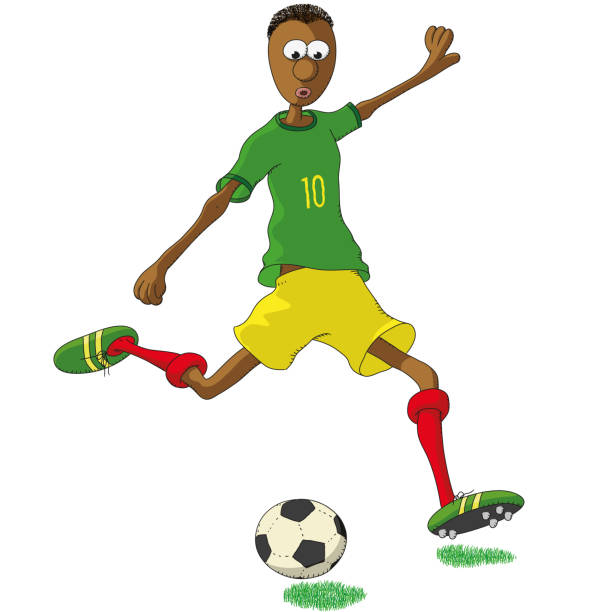 Senegal soccer player kicking a ball Senegal soccer player kicking a ball calciatore stock illustrations