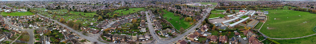 Aerial View was Captured on a Cloudy Day over Luton Town's Residential Area of England