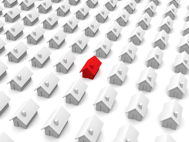 istock Toy houses - One is red 144274944