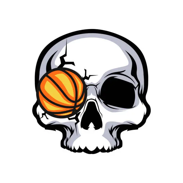 Vector illustration of Basketball Skull mascot logo illustration