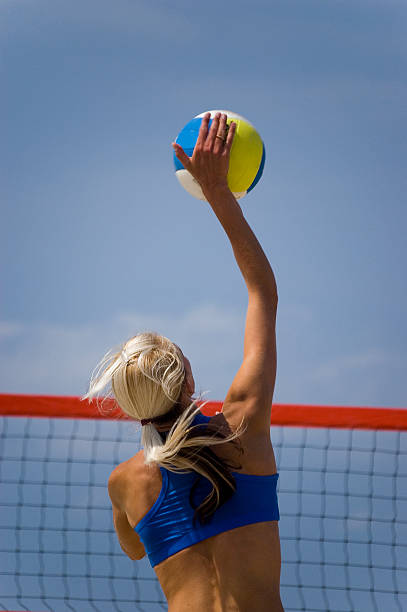 배구공 in 플라주 - volleyball volleying block human hand 뉴스 사진 이미지