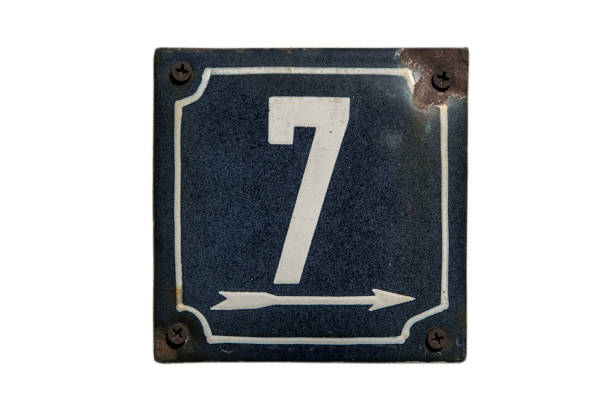 istock Weathered enameled plate number 7 1442752711