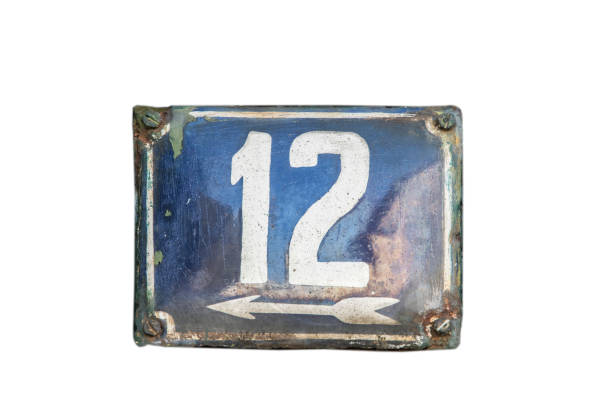 istock Weathered enameled plate number 12 1442752727