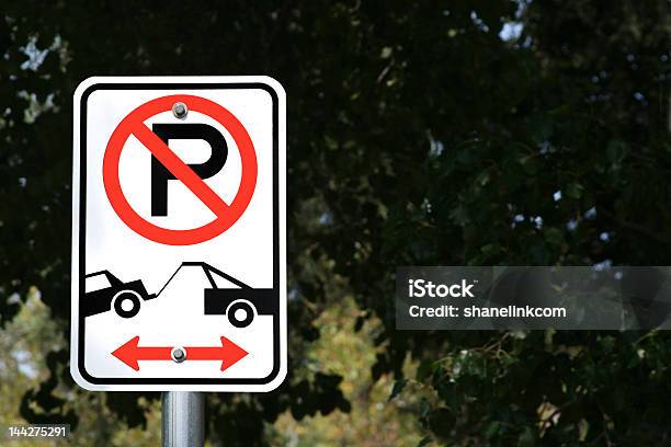 No Parking Tow Away Zone Stock Photo - Download Image Now - Arrow Symbol, Beckoning, City