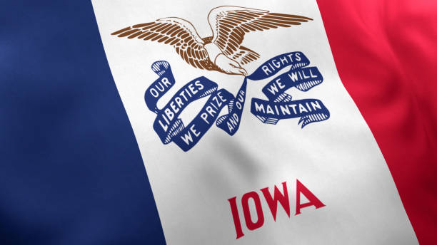 Iowa State Flag, USA Iowa State Flag, United States, 3D Render iowa flag stock pictures, royalty-free photos & images