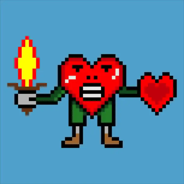 Vector illustration of Love warrior pixel Vector illustration.