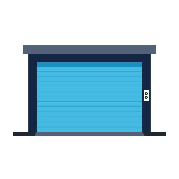 Vector illustration of Warehouse door. Warehouse door on white background.