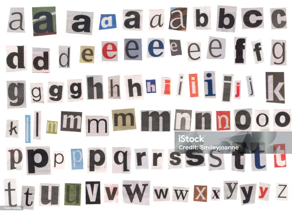 Alphabet Zeitung Kleinbuchstaben - Lizenzfrei Alphabet Stock-Foto