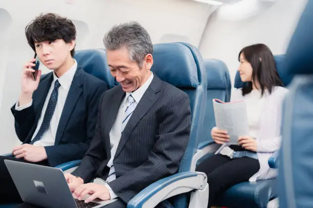 Businessman traveling on a Shinkansen