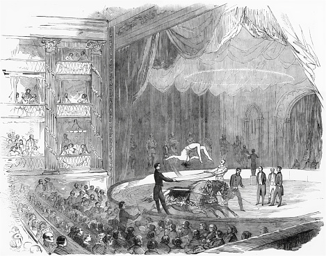 Drury Lane had a circus season to recover debts. 

American equestrian, Thomas McCollum, whose feats with two horses are the most remarkable examples of pirouetting. Thomas McCollum (1828 - 1872) was a much admired American-born two horse rider and circus owner. Born in Rochester, New York, United States
