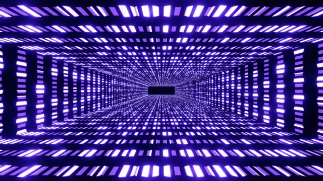 Abstract futuristic tunnel loop with neon lights animation background