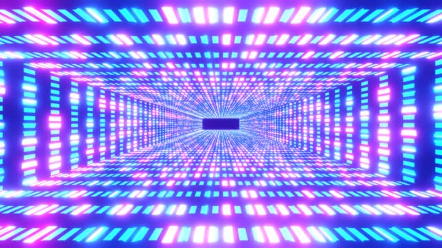 Abstract futuristic tunnel loop with neon lights animation background