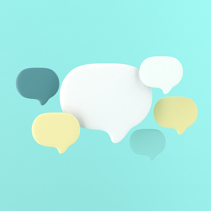 Speech Bubble in Pastel Colors. 3D render.