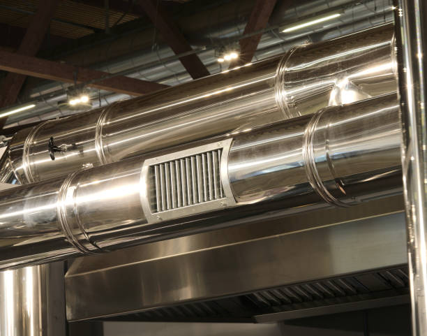 istock air vent in a metallic pipe of the air conditioning system 1442774256