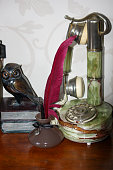 istock Feather pen and old telephone, Vintage retro feel. 1442775767