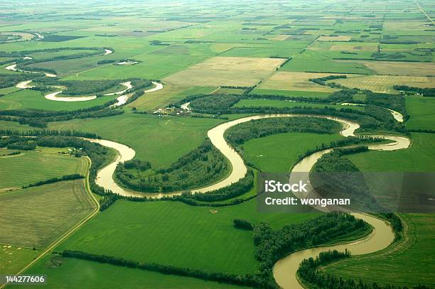 Curved River From The Top Stock Photo - Download Image Now - River, Aerial View, Alberta