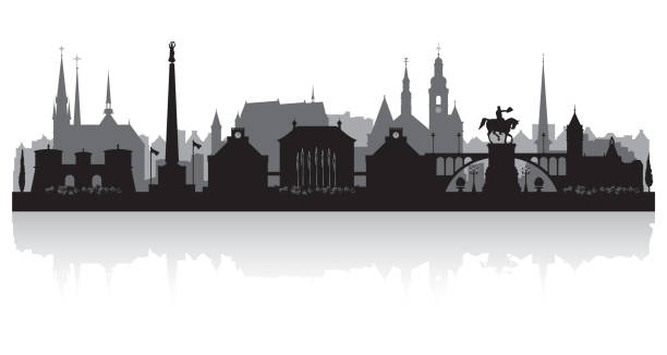 Luxembourg city skyline silhouette Luxembourg city skyline vector silhouette illustration luxemburg stock illustrations