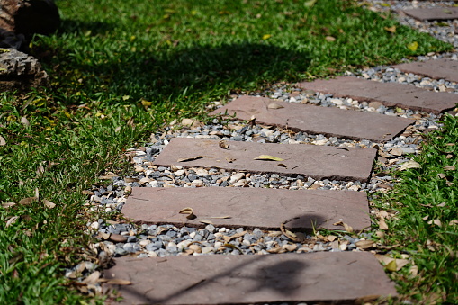 Close-up Stone pathway in garden