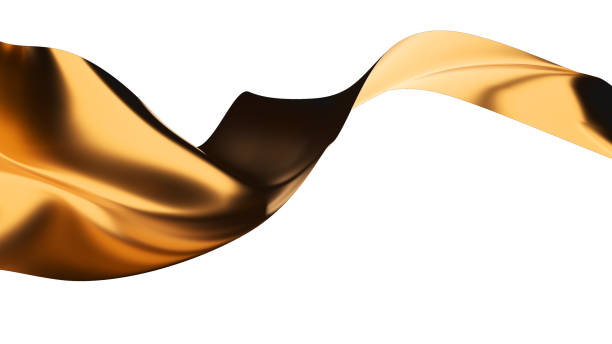istock gold fabric floating freely over a white background.,3d rendering 1442779189