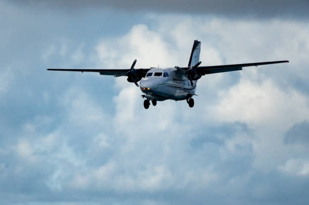 istock Passenger jet airplane flying above clouds 1442780510