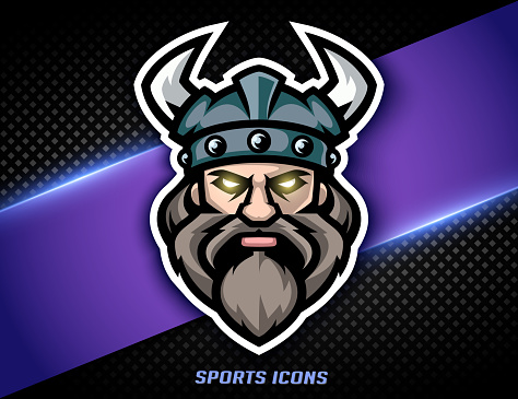Viking warrior icon. Sport mascot, t shirt print.