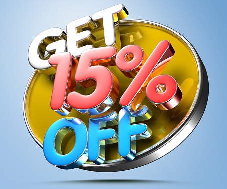 Discount icon. 3D image. Numbers and alphabets are self-made.