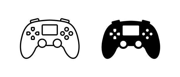 ilustrações, clipart, desenhos animados e ícones de ícone de joystick moderno para jogos. controlador de console sem fio com botões de controle - game controller