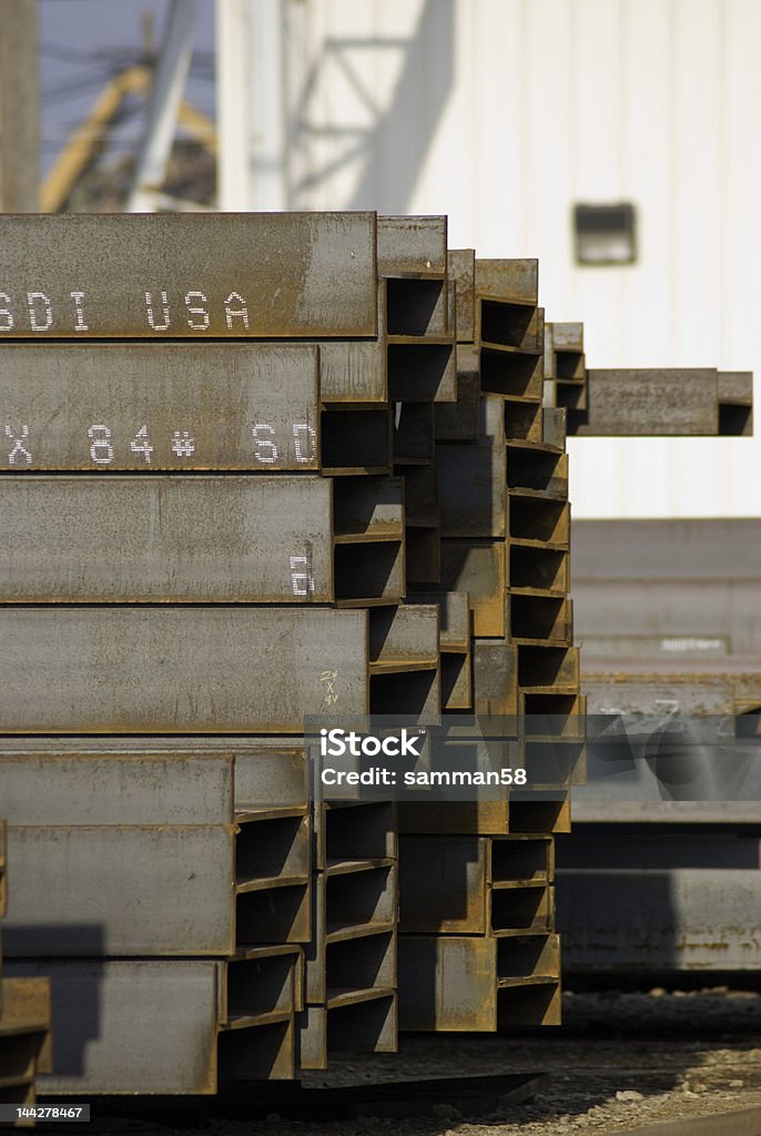 Steelyard Series 1 Steel beams stacked in a steelyard. Girder Stock Photo