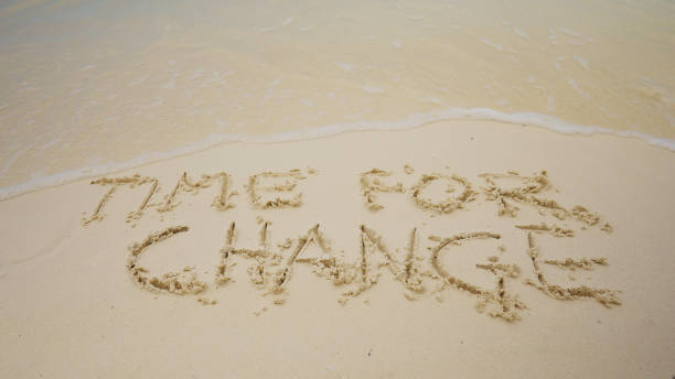istock Time For Change Text In Sand Near The Sea 1442785020