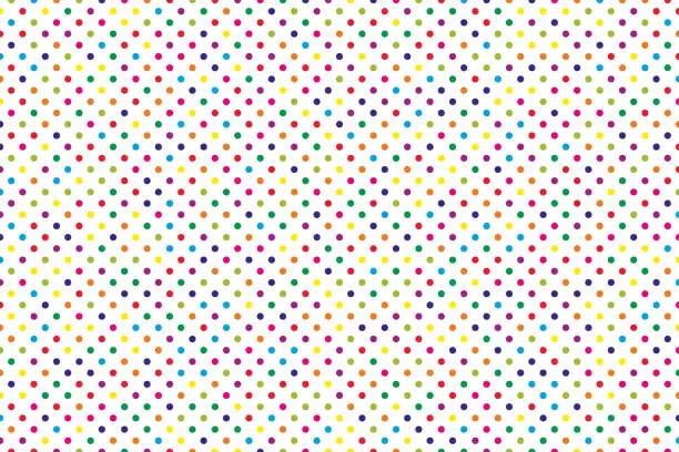 Vector illustration of Seamless Background Multicoloured Polka Dots. template to the point