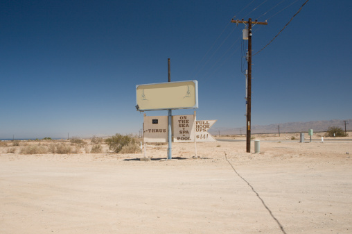 A blank sign in the desert