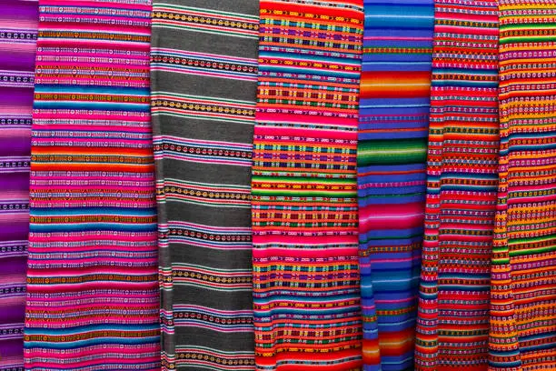 Andean textiles and fabrics traditionally used by women in the central zone of Peru, Mantaro Valley.
