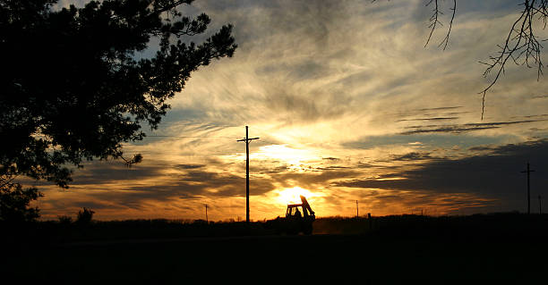 Coming Home, a farmers journey. stock photo