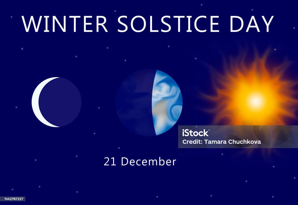 Solstice Moon Winter Solstice Sun Planet Earth And Moon On The Horizon Stock ...