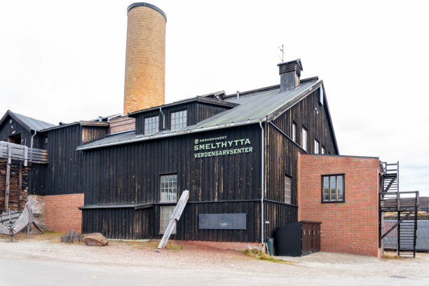 Exterior view of Smelthytta in Roros, Norway. Roros, Norway - September 29, 2022: Exterior view of Smelthytta in Roros, Norway. Smelthytta is a World Heritage Centre and museum. roros mining city stock pictures, royalty-free photos & images