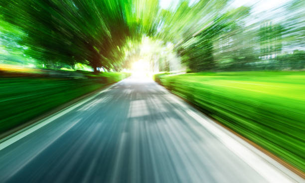 istock Motion blur empty road in the jungle 1442788982