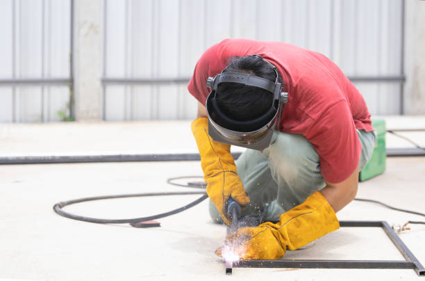 istock Man welding small iron steel Low beam welding arc for mild steels. 1442792802