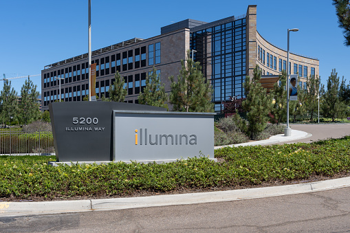 San Diego, CA, USA - July 9, 2022: Illumina headquarters in San Diego, CA, USA. Illumina is an American company that manufactures the systems for analysis of genetic variation and biological function.