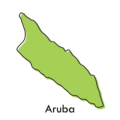 Aruba map - simple hand drawn stylized concept with sketch black line outline contour map. country border silhouette drawing vector illustration.