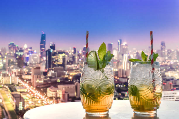 istock two mojitos in a rooftop bar with a view over Bangkok 1442809641
