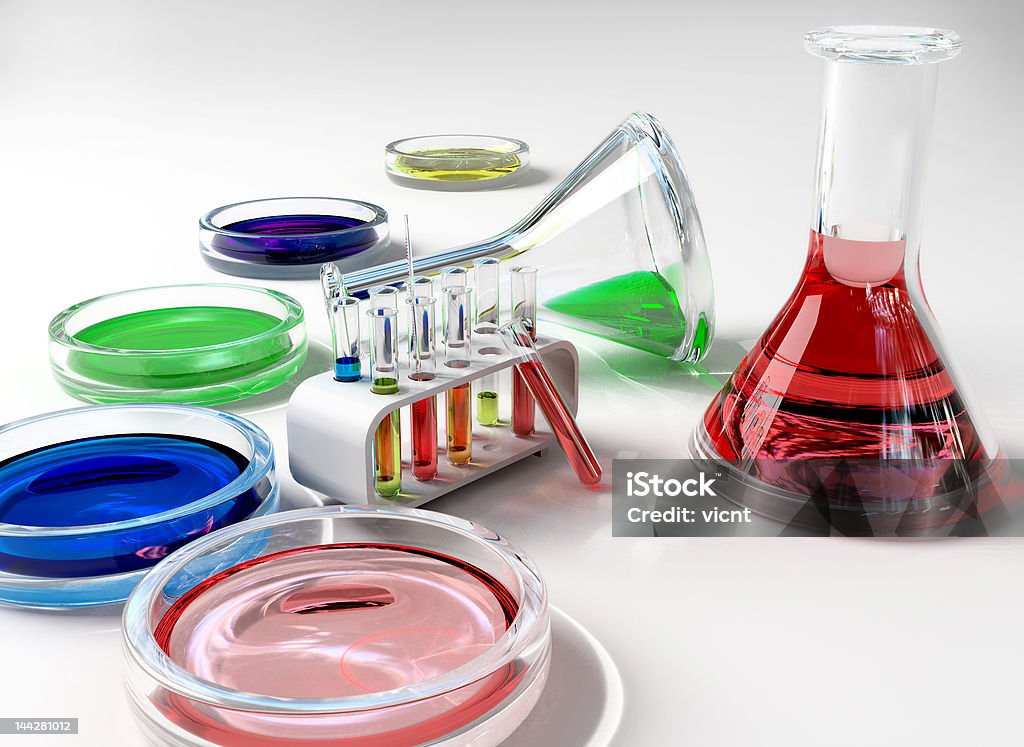 the laboratory tust tubes the laboratory tust tubes (3d Image) Beaker Stock Photo