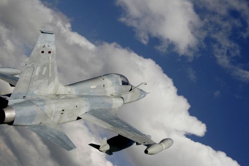 F-5 fighter jet patrolin the sky